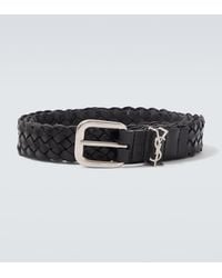 Saint Laurent - Cassandre Woven Leather Belt - Lyst