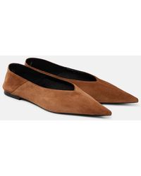 Saint Laurent - Nour Suede Ballet Flats - Lyst