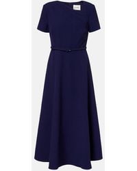 Roland Mouret - Asymmetric Belted Crepe Midi Dress - Lyst
