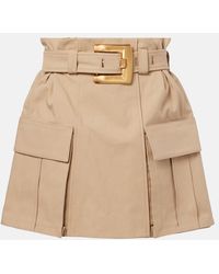 Balmain - Belted Cotton Gabardine Miniskirt - Lyst