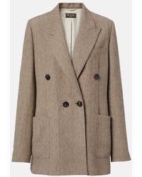 Loro Piana - Genny Herringbone Linen Crepe Blazer - Lyst