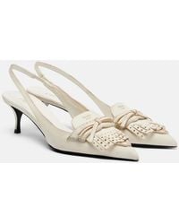 Prada - Bow-Detail Leather Slingback Pumps - Lyst