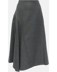 Brunello Cucinelli - Asymmetric Virgin Wool Midi Skirt - Lyst