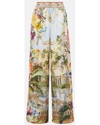 CAMILLA - Printed Silk Wide-Leg Pants - Lyst