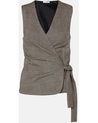 Max Mara - Adige Houndstooth Wool-Blend Wrap Top - Lyst