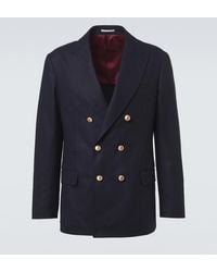Brunello Cucinelli - Double-Breasted Virgin Wool Blazer - Lyst