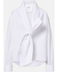 Saint Laurent - Bow-Detail Cotton Poplin Blouse - Lyst