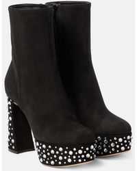 Gianvito Rossi - Crystal Holly Suede Platform Ankle Boots - Lyst