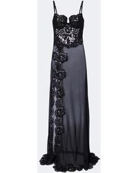 Dolce & Gabbana - Lace-Trimmed Silk And And Cotton-Blend Gown - Lyst
