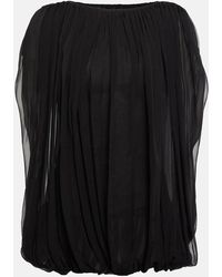 Rick Owens - Gathered Silk Chiffon Top - Lyst