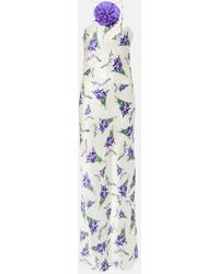 Rodarte - Floral-applique Silk Gown - Lyst