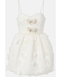 Self-Portrait - Bridal Pleated Organza And Lace Minidress - Lyst