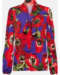 Dolce & Gabbana - Blouse en soie melangee a fleurs - Lyst