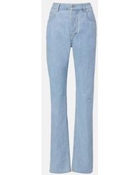 Bottega Veneta - Intrecciato Leather-Trimmed Straight Jeans - Lyst
