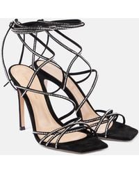 Gianvito Rossi - Ankletie 105 Embellished Suede Sandals - Lyst