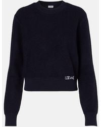Loewe - Logo Embroidered Wool Sweater - Lyst