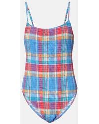 Polo Ralph Lauren - Smocked Kennedy Checked Swimsuit - Lyst