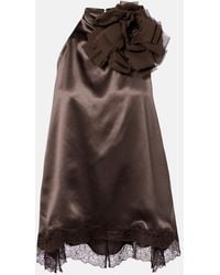Magda Butrym - Floral-Applique Lace-Trimmed Silk Satin Top - Lyst