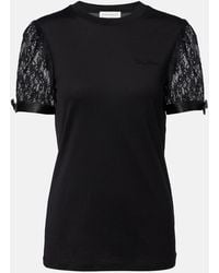 Nina Ricci - Lace-Trimmed Cotton Jersey T-Shirt - Lyst