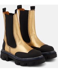 Ganni - Metallic Leather Chelsea Boots - Lyst