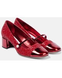 Jimmy Choo - Elisa 45 Glitter Leather Mary Jane Pumps - Lyst