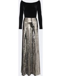 Monique Lhuillier - Sequined Velvet-Paneled Off-Shoulder Gown - Lyst