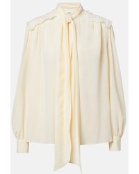 Chloé - Lace-Trimmed Silk Crepe De Chine Blouse - Lyst