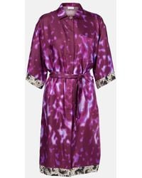 Dries Van Noten - Vestido Camisero De Seda Estampado - Lyst