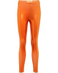 Damen Bekleidung Hosen und Chinos Leggings Alessandra Rich Leggings aus Lamé-Jersey in Orange 