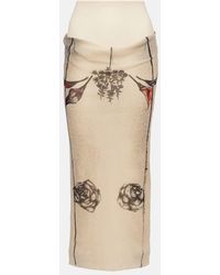 Jean Paul Gaultier - Printed Jersey Midi Skirt - Lyst