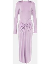 Victoria Beckham - Vestido Midi De Jersey Fruncido - Lyst