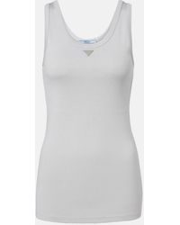 Prada - Ribbed-Knit Cotton Tank Top - Lyst