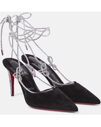 Christian Louboutin - Pumps Astrid Lace Strassita 85 in suede - Lyst