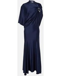 Rabanne - Draped Asymmetric Jersey Maxi Dress - Lyst