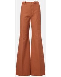 Chloé - High-Rise Cotton Canvas Flared Pants - Lyst