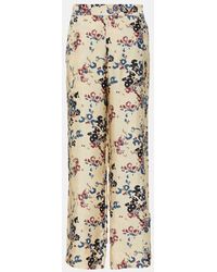 Asceno - Pantalones anchos London de seda floral - Lyst