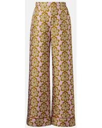 La DoubleJ - Pantalon De Pyjama En Soie A Fleurs - Lyst