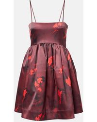 Ganni - Printed Satin Mini Dress - Lyst