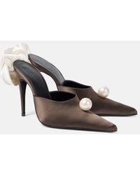 Magda Butrym - Floral-Applique Satin Mules - Lyst