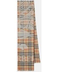 Burberry - Ekd Check Wool And Silk Scarf - Lyst