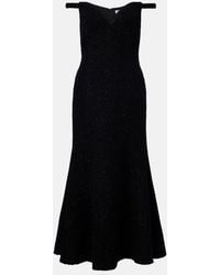 Self-Portrait - Off-Shoulder Boucle Midi Dress - Lyst