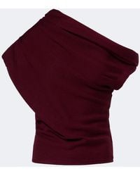 STAUD - Mabel Asymmetric Draped Wool Top - Lyst