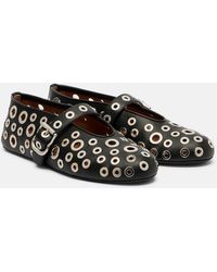 Alaïa - Studded Leather Ballet Flats - Lyst