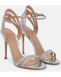 Gianvito Rossi - Crystal-embellished Leather Sandals - Lyst