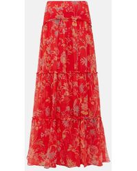 Etro - Floral Tiered Silk Maxi Skirt - Lyst