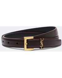 Saint Laurent - Cassandre Slim Leather Belt - Lyst