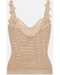 Elie Saab - Crochet Floral-Applique Cotton-Blend Top - Lyst