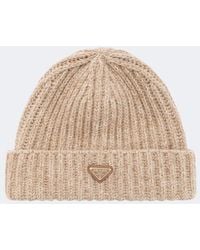 Prada - Ribbed-Knit Wool And Cashmere Beanie - Lyst