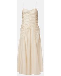 KHAITE - Raina Ruched Satin Maxi Dress - Lyst