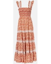 RIXO London - Aubrie Floral Smocked Cotton Midi Dress - Lyst